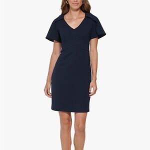 DKNY Women's Cape Sleeve V-Neck Dress